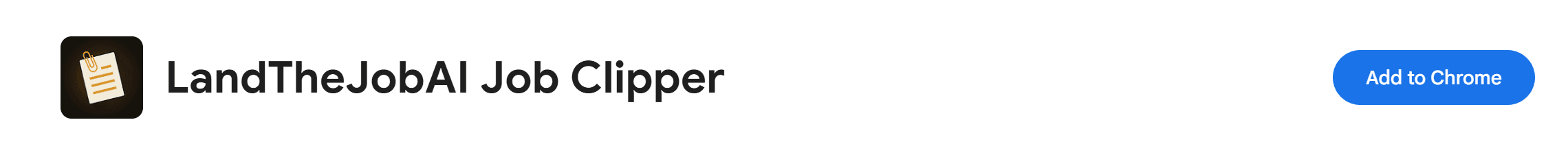 The official Chrome Web Store listing for the LandTheJobAI Job Clipper, with its Add to Chrome button